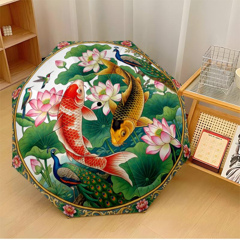 

Jeweled Lotus Ornament Printed umbrella windproof folding umbrella portable sun and rain umbrella suitable for gifting