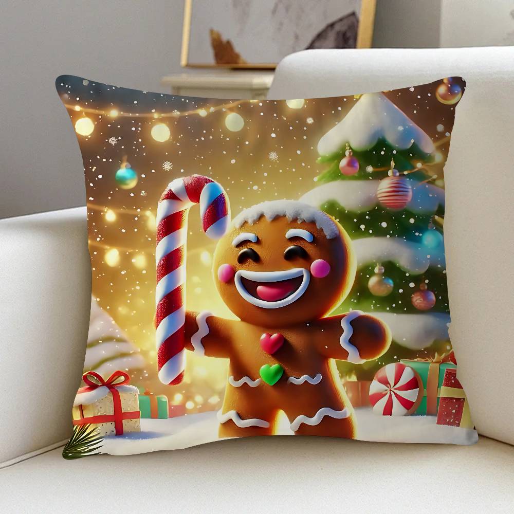Christmas Gingerbread Man Cushion Cover 30x50 Polyester Sofa Cushions Decorative Throw Pillows Home Decoration Pillowcover