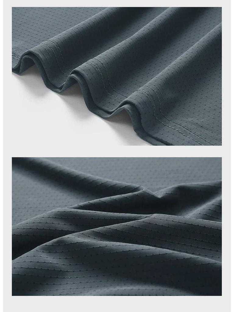 Men's Quick-Dry Ice Silk Short Sleeve Sport T-Shirt - Breathable, Elastic, Casual Round Neck
