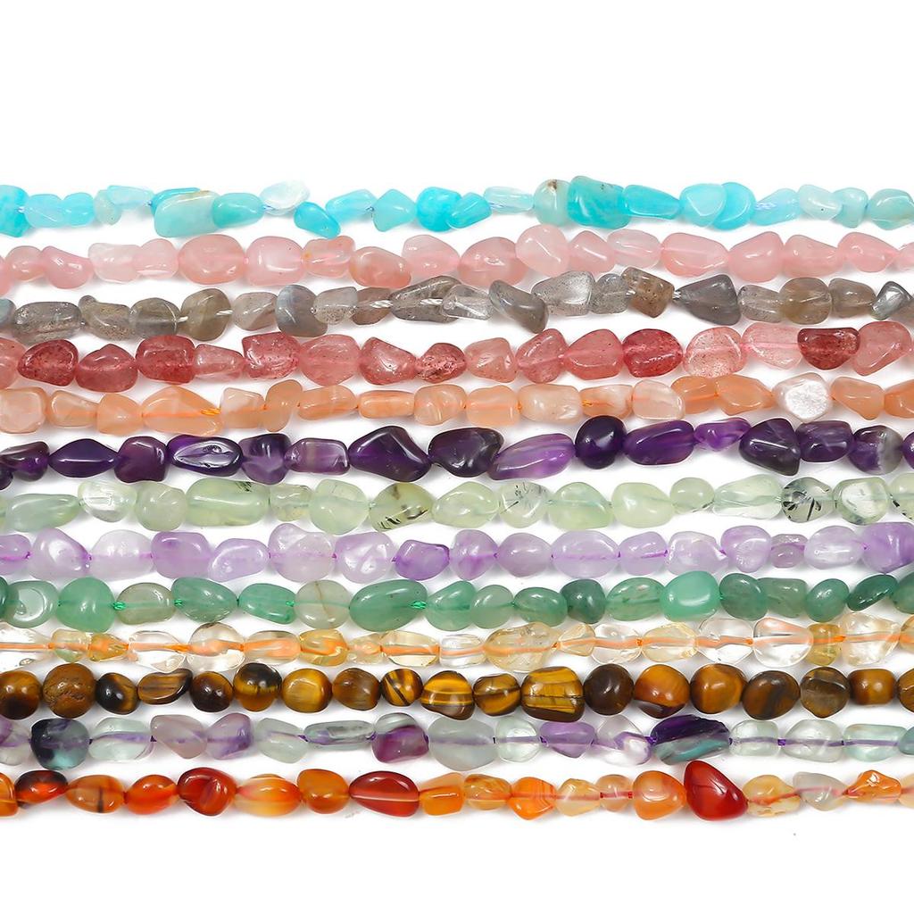 40-55 ks Přírodní barevný kámen nepravidelného tvaru volné korálky pro výrobu šperků DIY příslušenství k náramkům náhrdelník 15'' šňůra