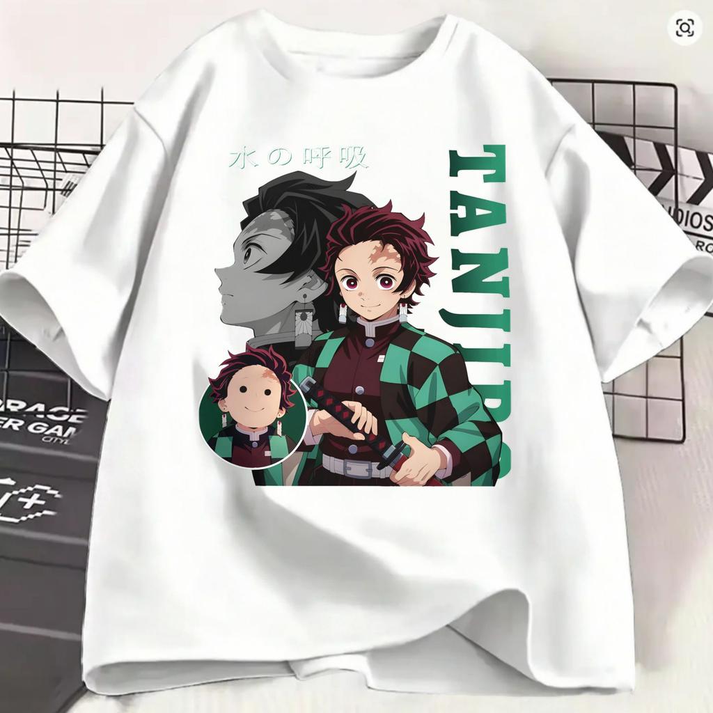 Unisexs Tshirts Kamado Tanjiro Funny 100 Cotton Tees Short Sleeve Demon Slayered T Shirts Crew Neck Tops Adult