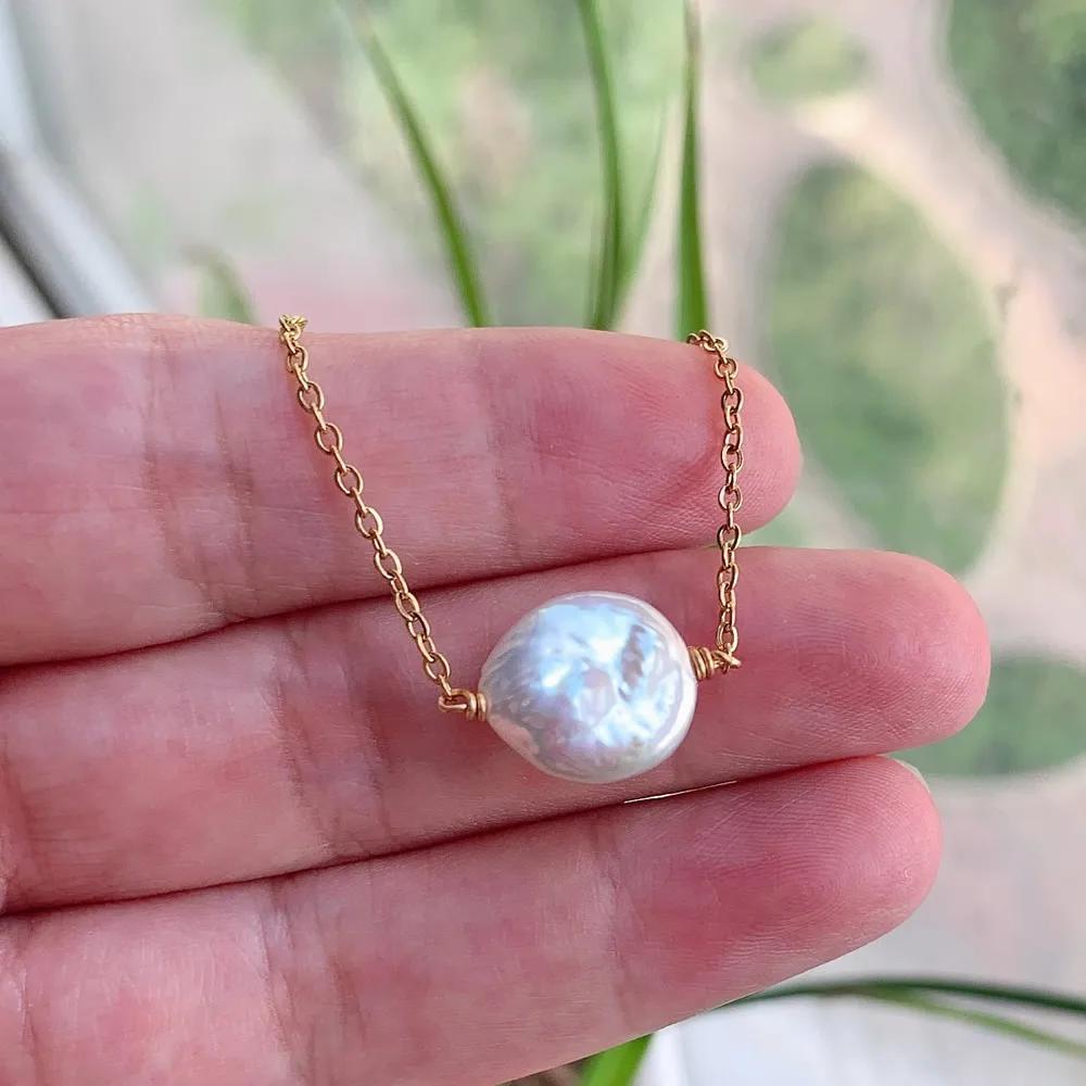 Real Natural Freshwater Pearl Necklace for Women Irregular Round Square Coin Stick Drop Baroque Pearl Pendant Necklace Choker