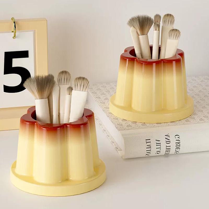 Uroczy Karmelowy Budyń Galaretka Lotos Wiaderko do Przechowywania Pędzli do Makijażu Wielofunkcyjny Duża Pojemność Ozdoba na Biurko Kreatywny Pojemnik na Długopisy