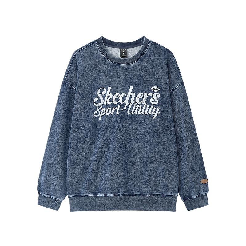 Skechers Comfortable Warm Lightweight Soft Long Sleeve Sweatshirt Unisex tops Denim Distressed-Gray L125U009-05GD M