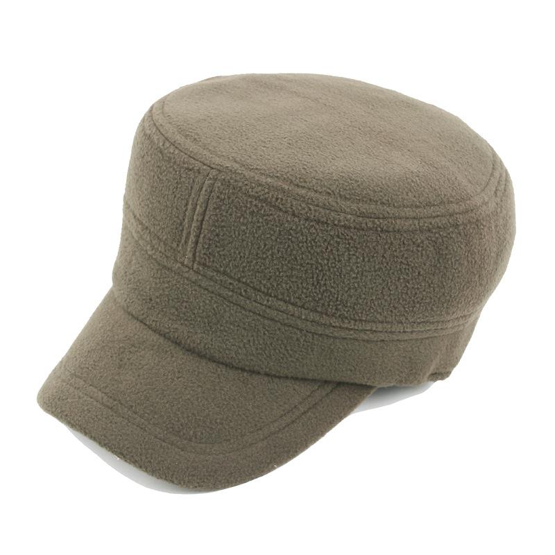 

Сезонная мужская шапка с плоским верхом из шерсти и флиса, утолщенная термошапка, женская зимняя шапка для волос Adjustable армия зеленый