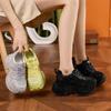 Fashion 2025 New 8.5cm Women's Chunky Sneakers Autumn Fashion Shiny Rhinestone Thick Bottom Shoes High Platform Ladies Sneaker Woman