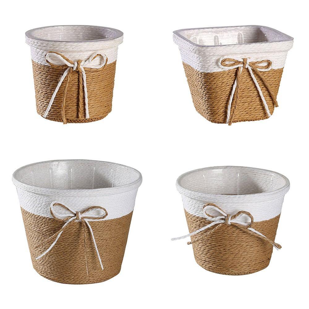 Paper Rope Braided Braided Flower Pot Waterproof Woven Basket Plant Pot  for Indoor Outdoor Plants
