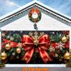 1pc2D flat large Christmas garage background banner  red bow wall  Christmas tree snowflake decoration