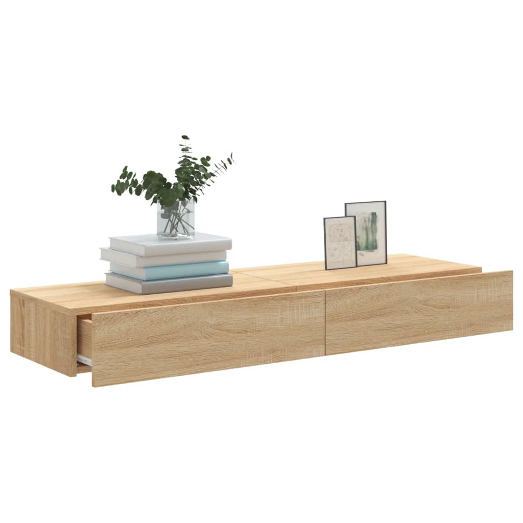 TV Cabinets with LED Lights 2 pcs Sonoma Oak 60 x 35 x 15.5 cm