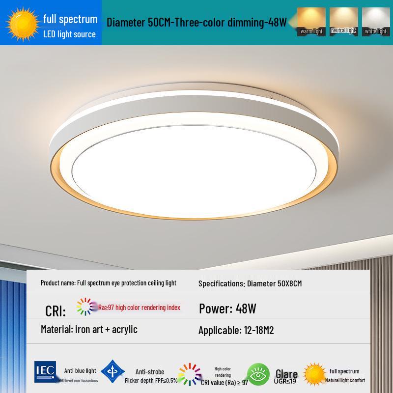 2025 LED Eye-Protecting Full Spectrum Ceiling Light for Bedroom and Living Room - Modern and Simple Design