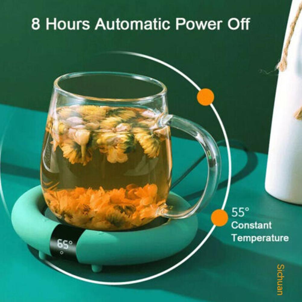 10W Mini Portable USB Electric Coffee Warmer With 3 Temperature Settings Digital Display For Heating Coffee Beverage Milk Tea Hot Chocolate