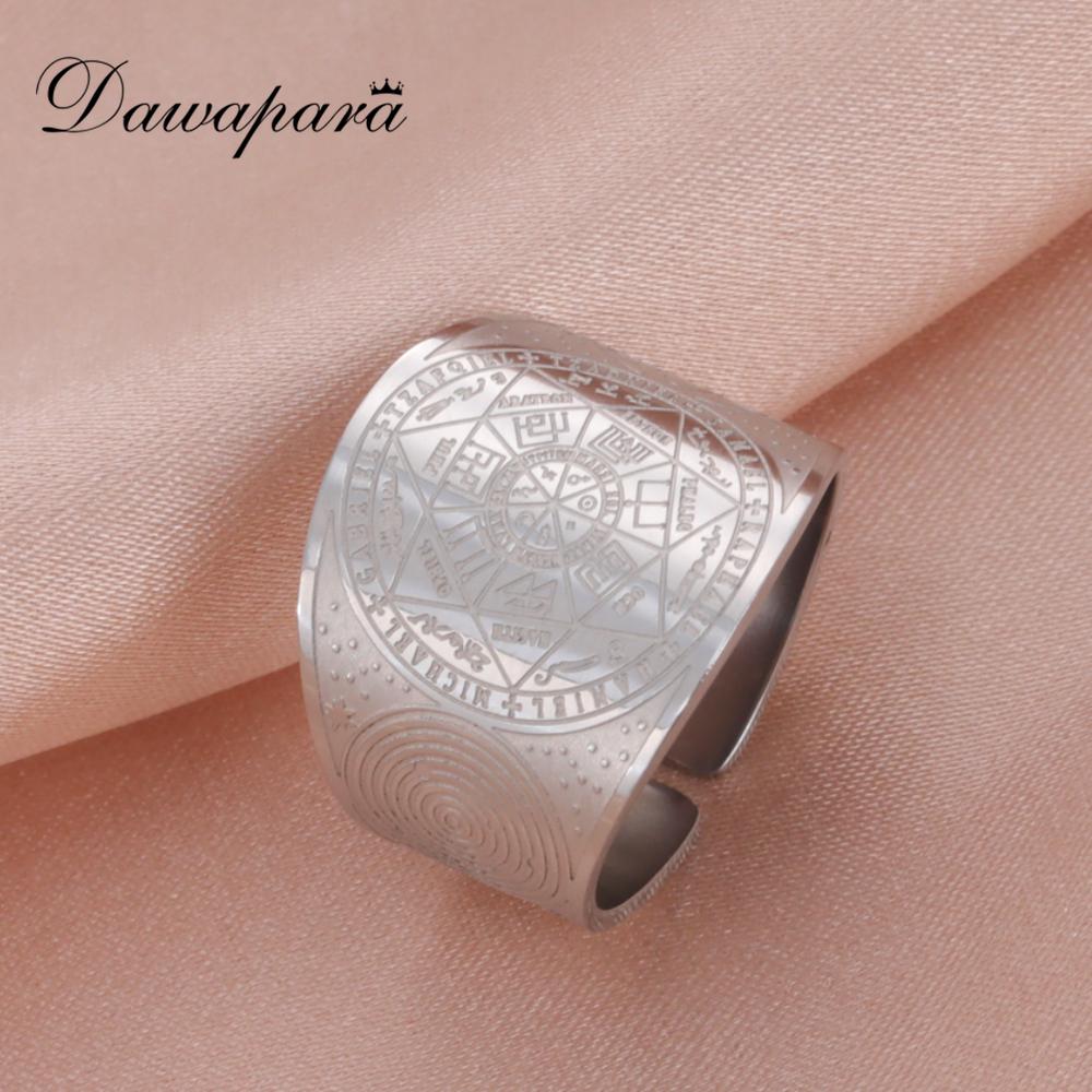 Dawapara Siegel der Sieben Erzengel Geheimnis des Universums Ring Salomos Kabbala Amulett Talisman Edelstahl Schmuck