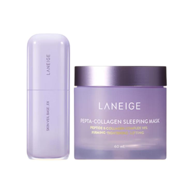 Laneige Skin Veil Base With Pepta-Collagen Sleeping Mask Set Primer 30ml+Face Mask 60ml