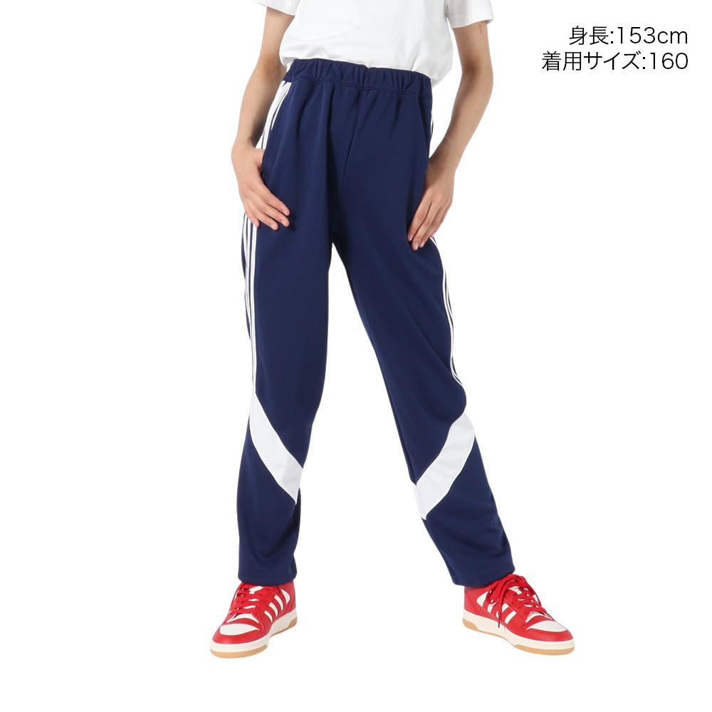Adidas Jersey Regular Color Block Double Length Track Dark Kids' Must-Have Bottoms, Fit, Knit, 9/10 Pants, KWY24, Blue/White (JH1097)