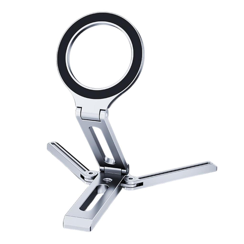 Magnetic Phone Stand Aluminum Alloy Desk Holder for Cell Phone Video Recording Travel Portable Foldable Tripod Adjustable Angle Phone Mount