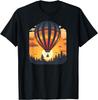 Wilderness Adventures with Sunset and Hot Air Balloon Custom Printed Graphic T Shirts Casual Vintage T Shirt Ropa Hombre