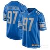 Mens NFL Detroit Lions Football Jersey Hutchinson 97 St. Brown 14 26 Blue Embroidered Team Sport Shirt Short Sleeve
