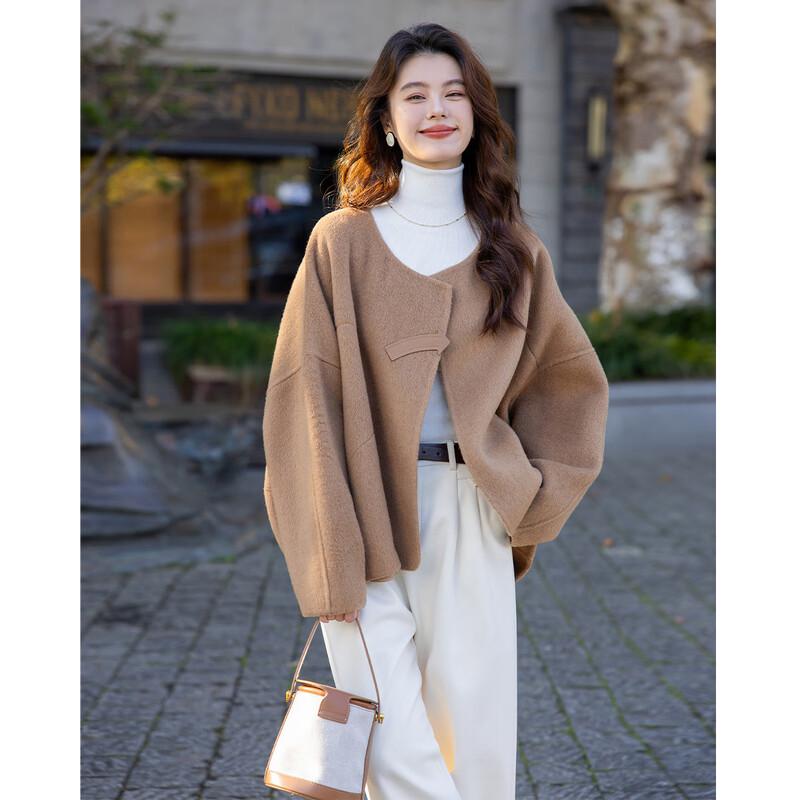 Mocana French Hepburn Style Double-Faced Wool Short Coat