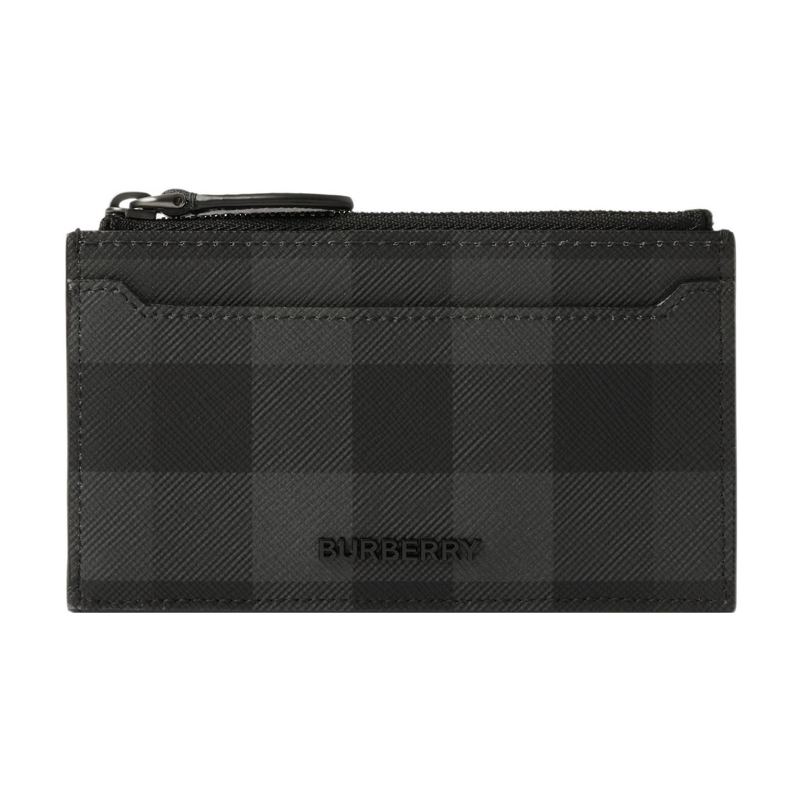 

Burberry 3D Letter Logo Zip Plaid Faux Leather And Cotton Card Holder Men Accessories Charcoal-Gray 80741061 Basic Set (Bag+Dust Bag)