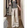 Women's High-Waisted White Micro-Flare Jeans - Non-Sticky, Loose, Slimming Bell Bottoms for Spring/Summer 2025.