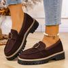 Woman Loafers British Thick Heel Round Toe Woman Shoes Retro Autumn Large Size Shoes Ladies Rubber Outsole Casual Sneakers Women