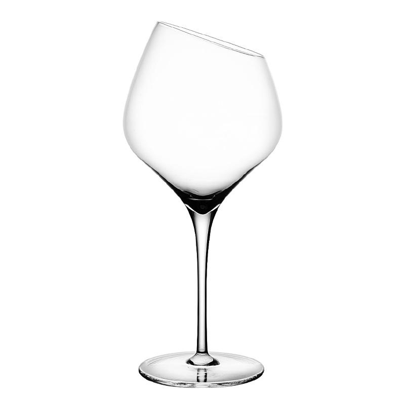 Slanted Mouth Crystal Wine Glass Set - Large, Modern, Creative Luxury Stemware
