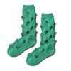 Womens Harajuku Cotton Crew Socks 3D Raised Point Cute Hedgehog Thorns Solid Color Skateboard Middle Tube Calf Socks