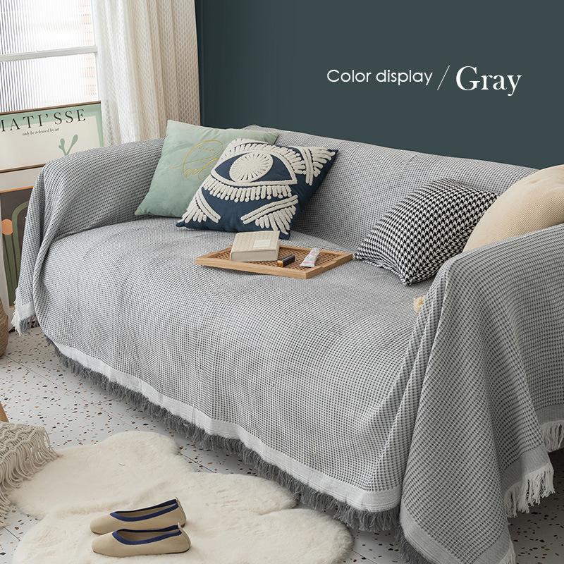 Ins Cream Yellow Sand Hair Towel Solid Color Sofa Cover Cloth Towel Full Cover Universal Cover All Inclusive Non-Slip Sofa Towel