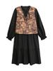 Xitao Contrast Color Patchwork V-neck Bandage Dresses GJ1094