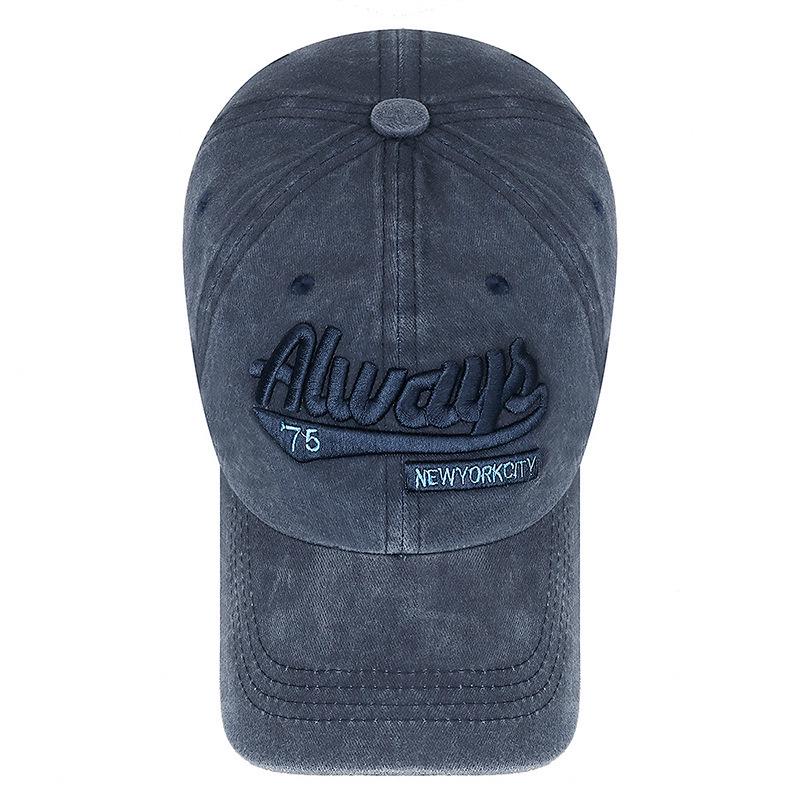 Men's Retro Washed Baseball Cap - European & American Style Embroidered Duckbill Sunshade