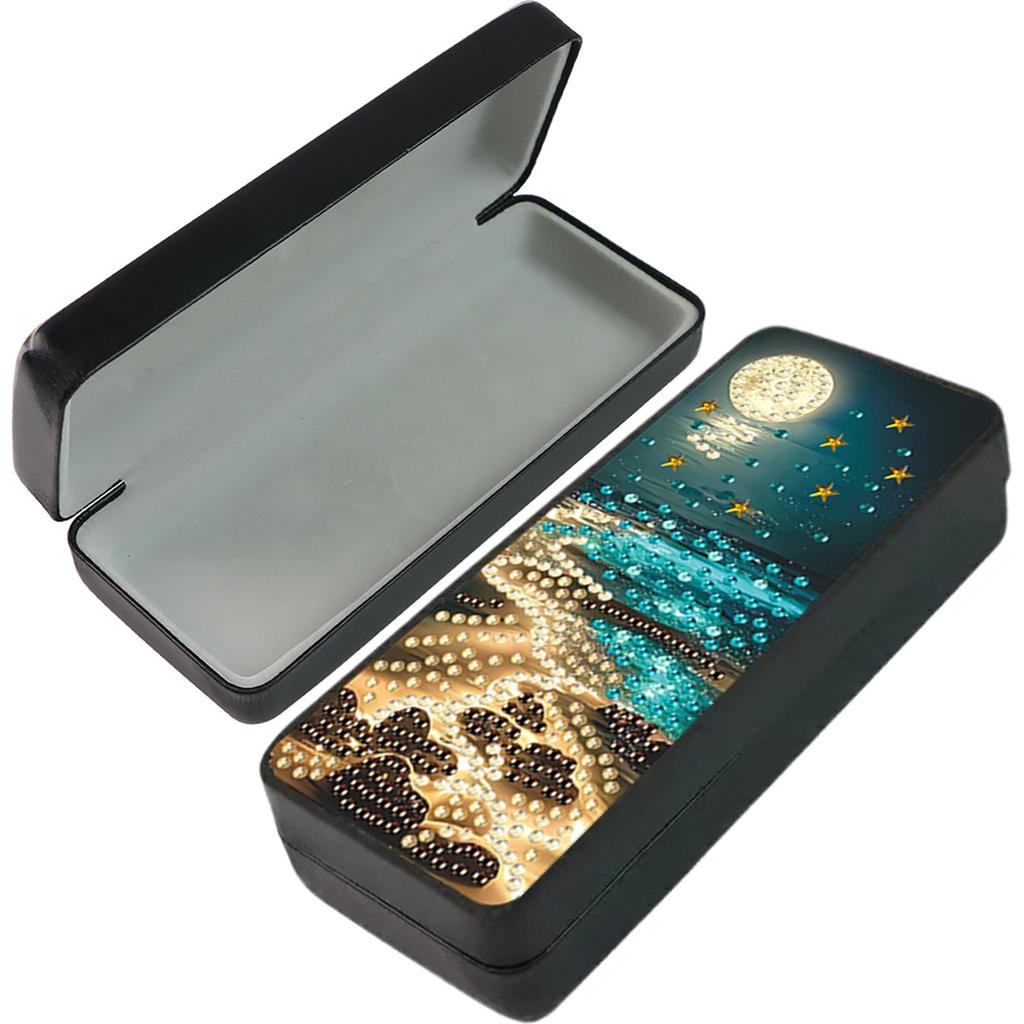 PU 5D Diamond Painting Sunglass Case Special Shape Handmade Sunglasses Storage Box Art Crafts for Daily Commute Travel Carrying