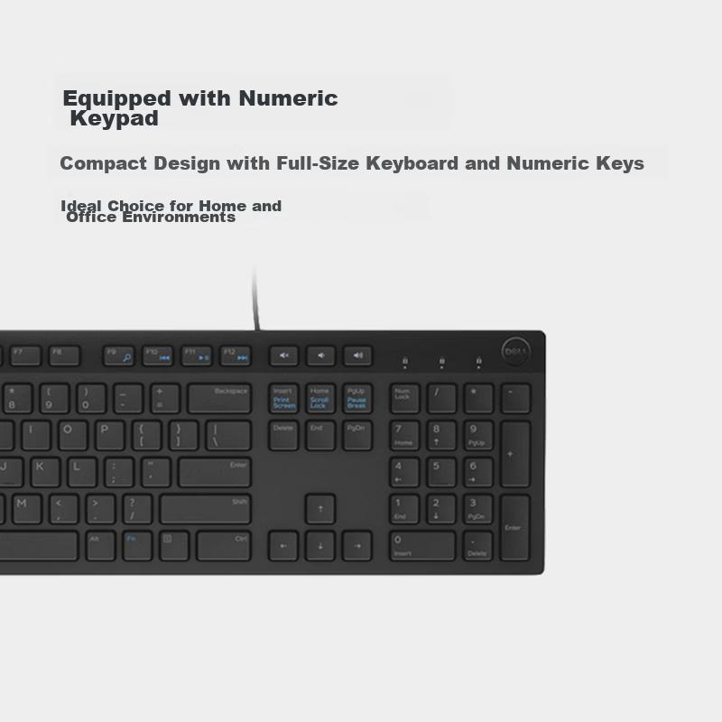 DELL KB216 Wired Business Office Keyboard Full-Size Silent USB Plug and Play Spill-Resistant Keyboard for Laptop Desktop (Black)