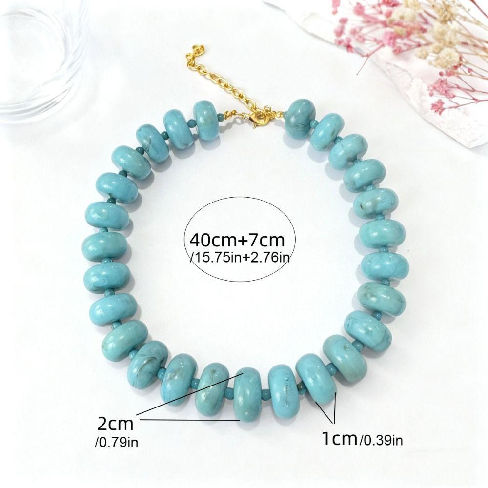 Vintage Bunte Perlenkette Harz Klobiger Acryl-Choker Bohemia Dopamin Statement Schlüsselbein-Kette Damen