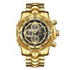 Luxury Gold Men's Quartz Watch Big Dial Chronograph Date Wristwatch Waterproof Business Casual Timepiece for Men