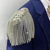 1/2 Stuks Strass Kwast Schouder Epaulet Mannen Vrouwen Uniformen Jas Blazer Kostuum Pak Metaal Lang