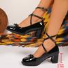 Designer Mary Jane Damen Pumps Dicke Hohe Absätze Schuh Weiblich Lolita Quadratische Zehenschuhe Frühling Mode Party Leder Damen Schuhe Neu