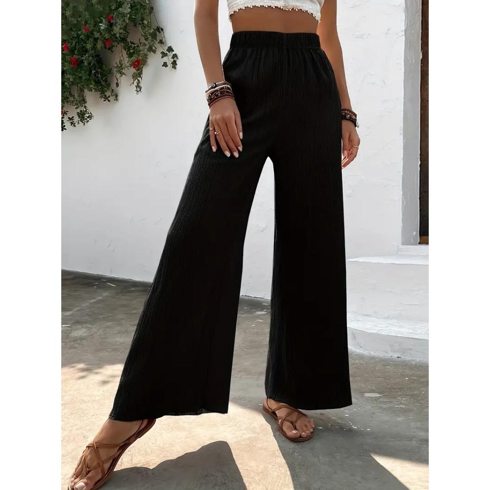 Pantalon Décontracté pour Femme Ample Amincissant Plissé Jambe Large