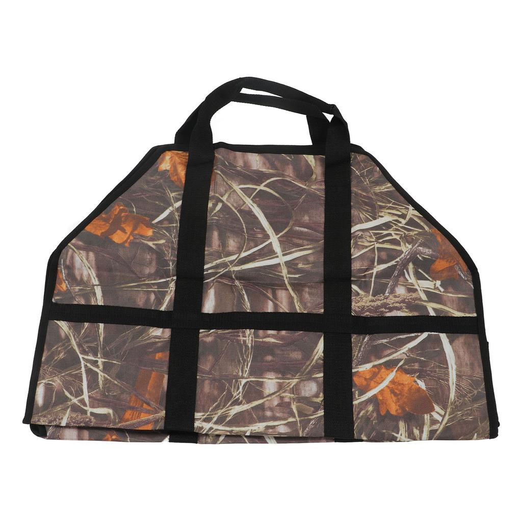 Firewood Carrier Bag Large Capacity Oxford Cloth Wood Log Carrier Tote Bag with Reinforced Handle Leaf Camouflage