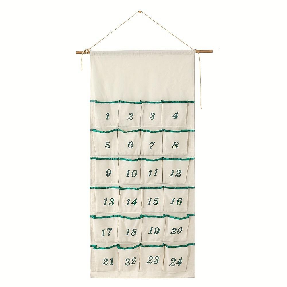 With 24 Pockets Christmas Wall Hanging Storage Pouch Numbered Countdown Storage Bag Dormitory