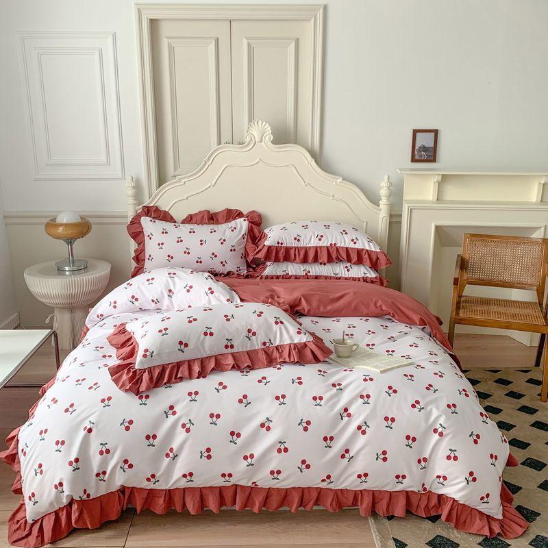 Four Seasons Universal Princess Style Four Piece Set Thickened Girl Heart Lace Bed Sheet Quilt Set Double Bedding