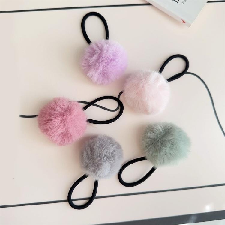 2 Pcs Girls Cute Hair Rope Non-Slip Pompoms Hair Tie Scrunchie Hair Accessories