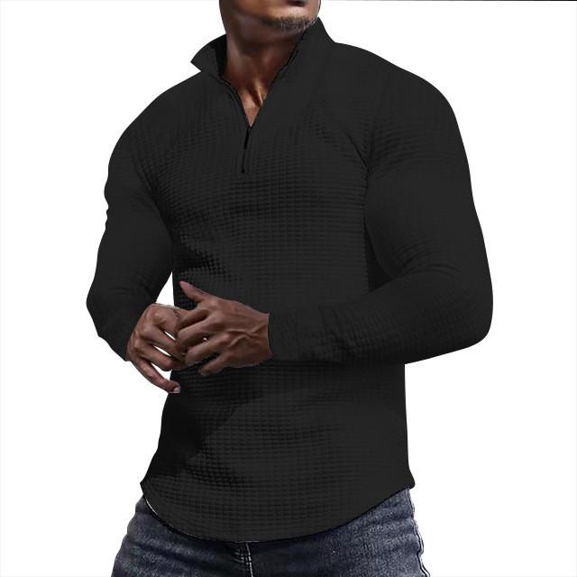 Mens Spring Autumn Plaid Sweatshirt With Stand Collar And Zipper For Casual Wear