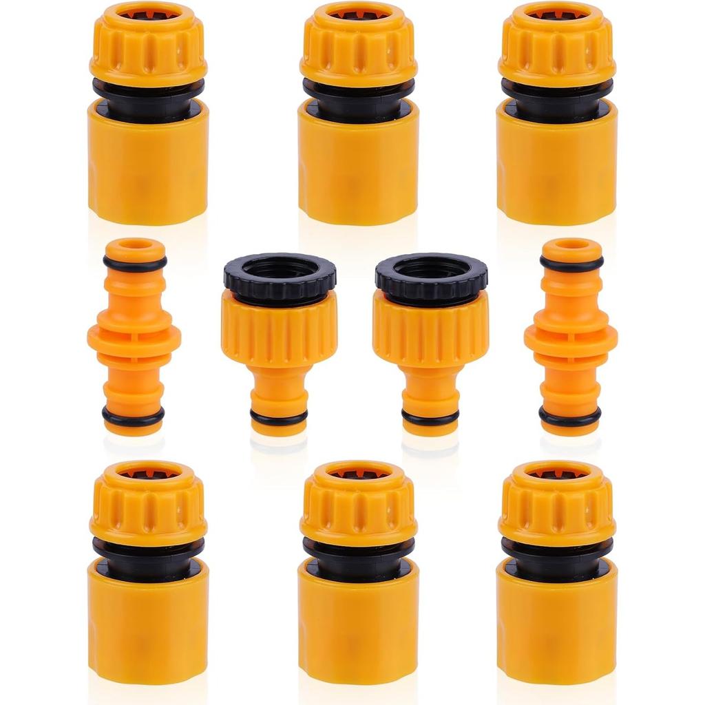 Quick Connect Garden Hose Kit - 6 End Connectors, 2 Tap and 2 Double Male Connectors