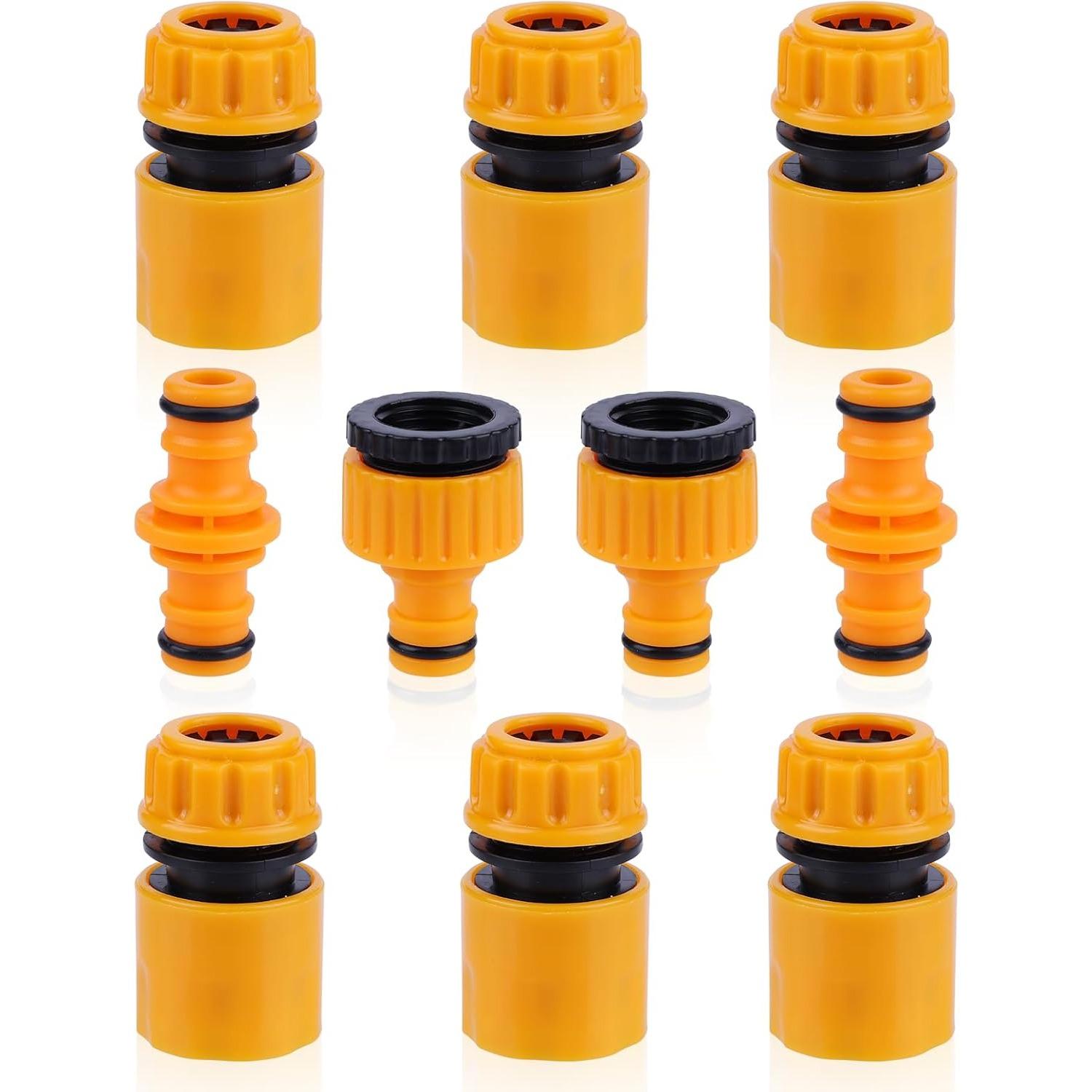 

Quick Connect Garden Hose Kit - 6 End Connectors, 2 Tap and 2 Double Male Connectors оранжевый