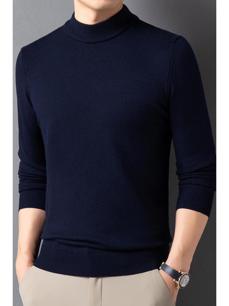 Herren Schlank geschnittener Strickpullover mit halbem Stehkragen für Herbst und Winter