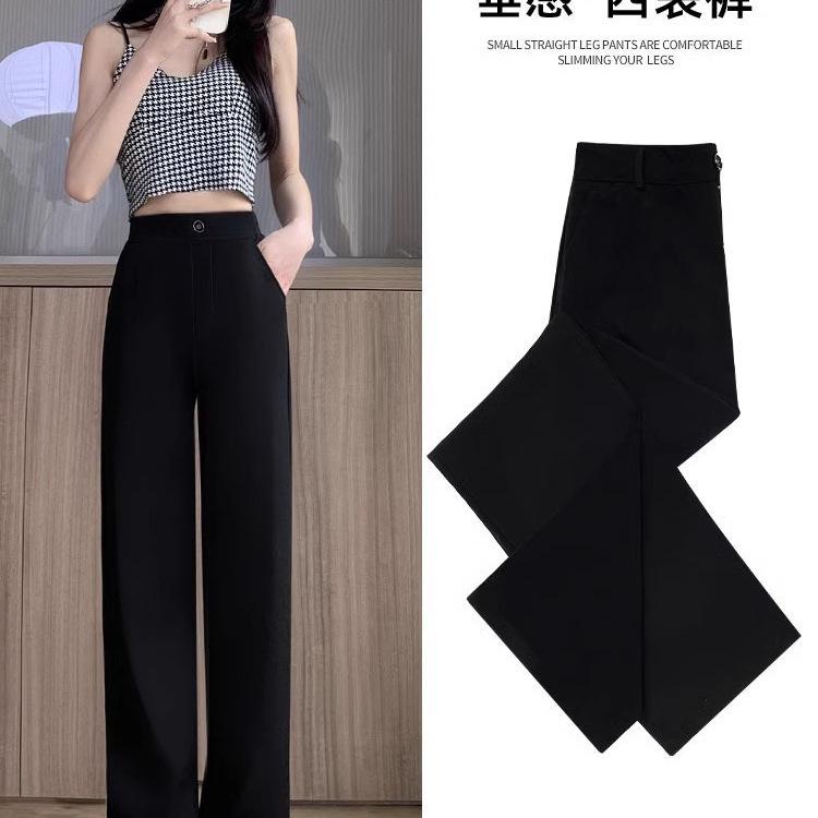 Ice Silk Women's Petite Wide-Leg Summer Drape Suit Pants 2026 - Thin, Narrow, Straight-Leg Casual