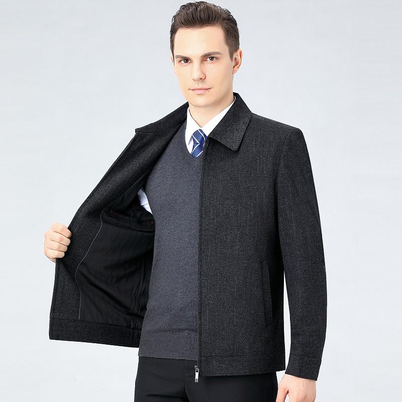 2022 Men's Single-Breasted Cashmere Coat - Business Casual Loose Wool Jacket for Middle-Aged Dads