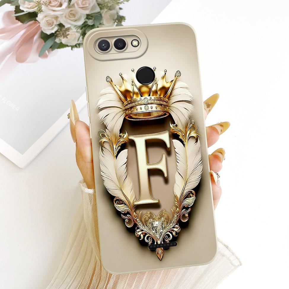 Cover For Redmi 6 Case Luxury A-Z Letters Fashion Crown 2D Painted Silicone Phone Casing M1804C3DG M1804C3DH M1804C3DI