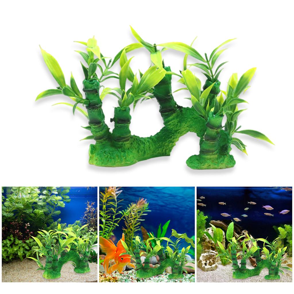 Realistic Green Plant Fishtank Decoration Artificial Green Bamboo for Home Use Aquariums Fishtank Landscape Accessory