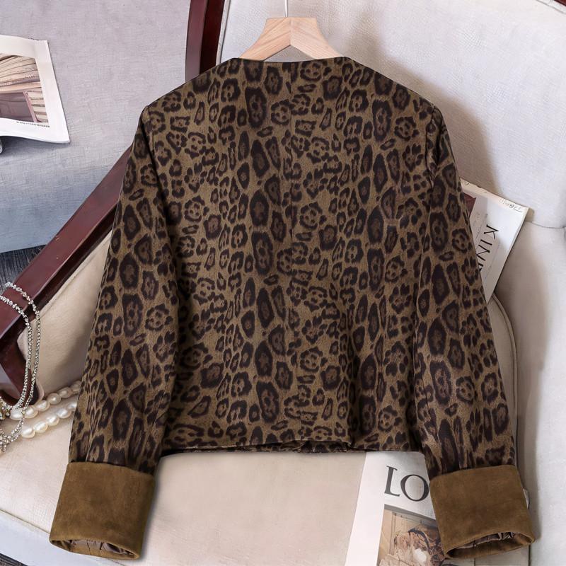 Giacca Corta Leopardata Casual Personalizzata da Donna per Primavera e Autunno